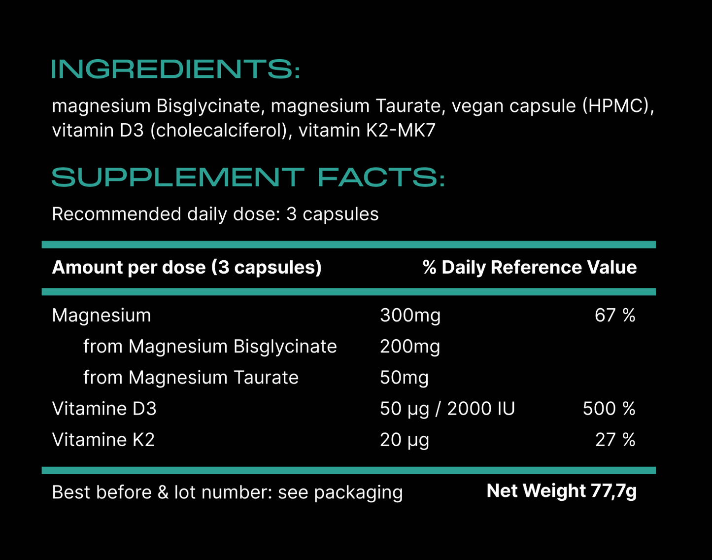 VITALITY 2.0 with Magnesium + Vitamin D3 + K2