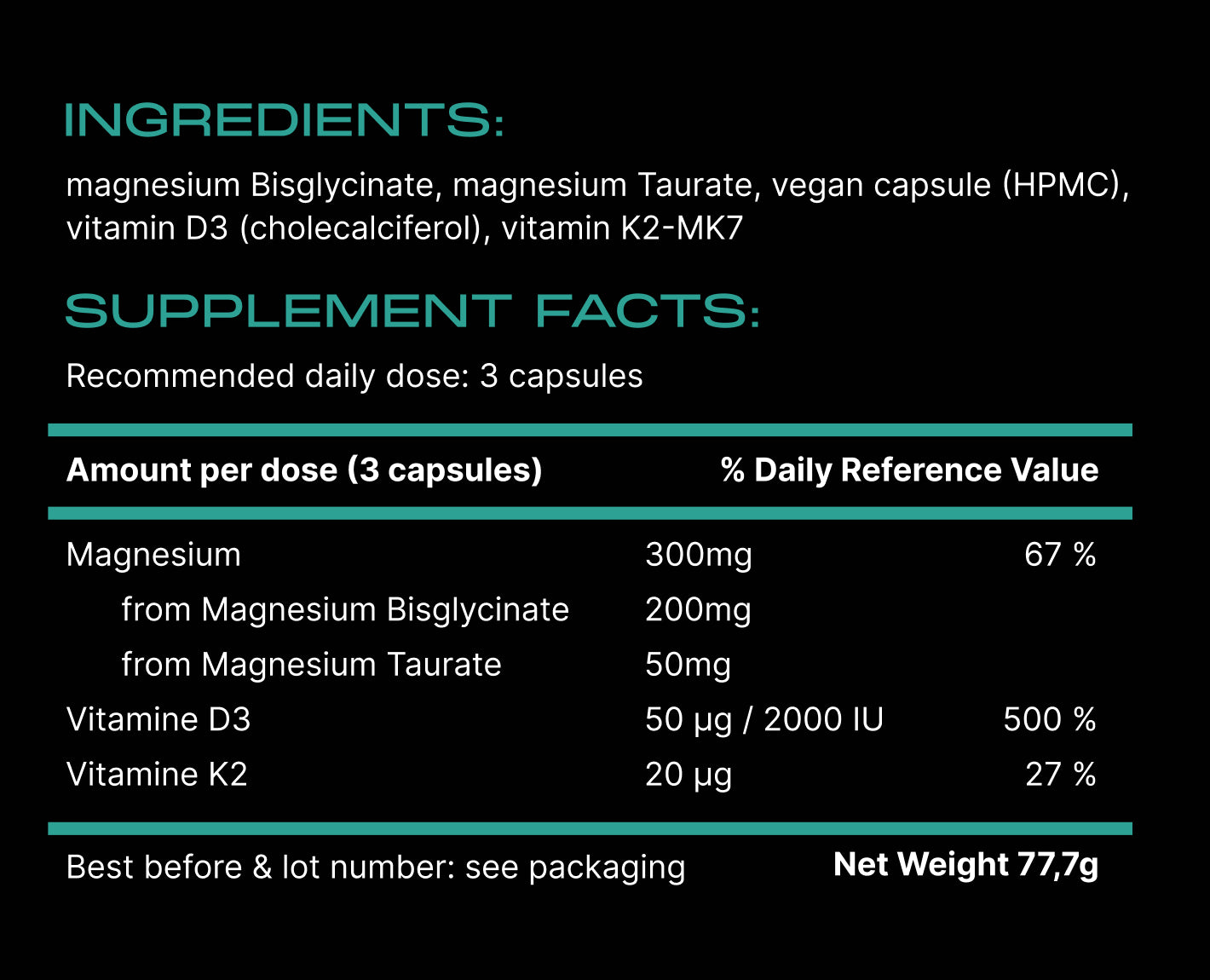 VITALITY 2.0 with Magnesium + Vitamin D3 + K2